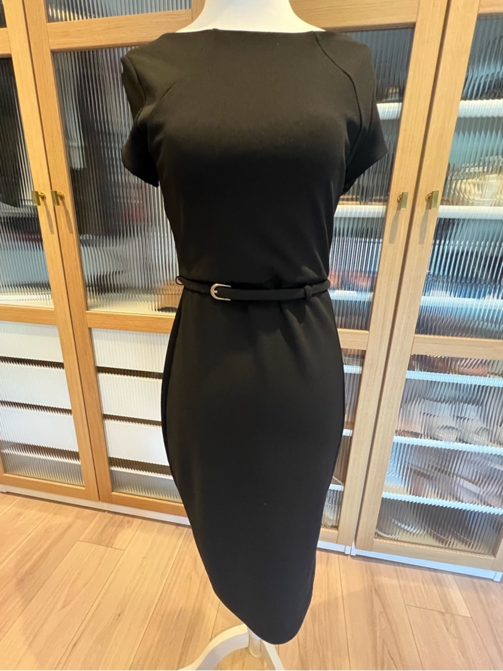 New! Express Belted Sheath Dress Casual Size XS Black - Picture 10 of 13